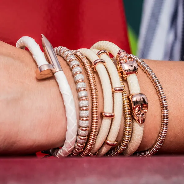 White Python Bracelet with Rose Gold Nail for Her