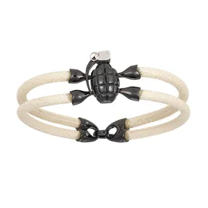 White Stingray Bracelet With Black PVD Grenade