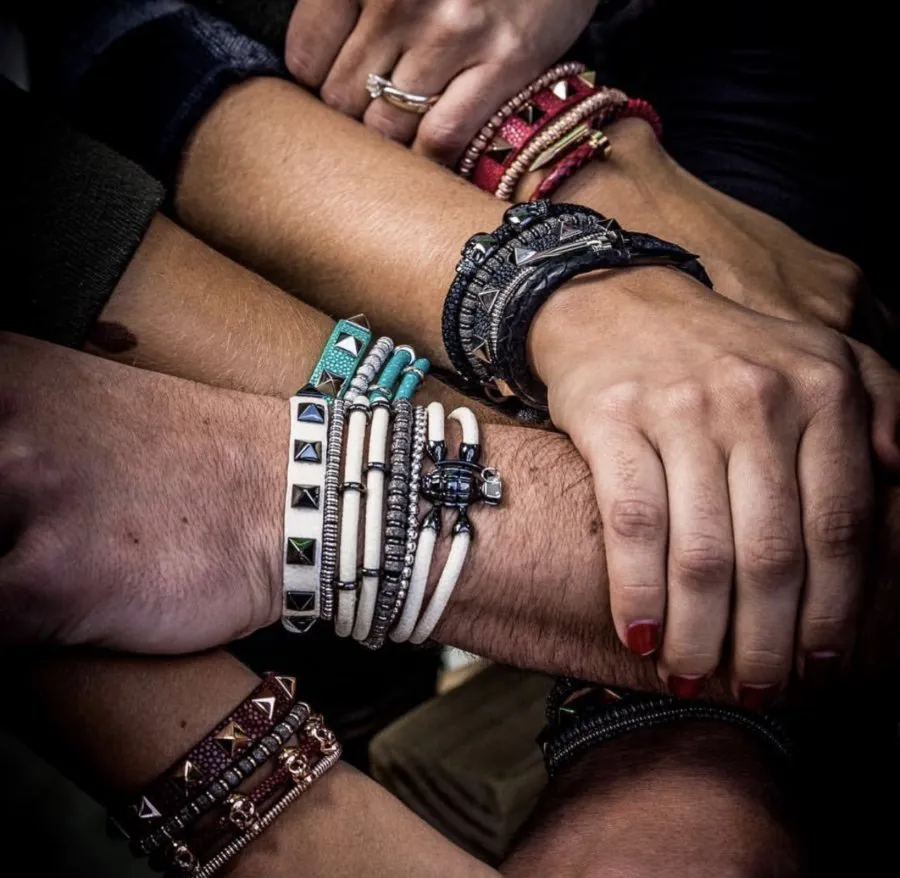 White Stingray Bracelet With Black PVD Grenade