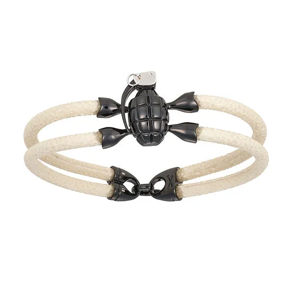 White Stingray Bracelet With Black PVD Grenade