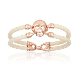White stingray bracelet with rose gold skull for woman