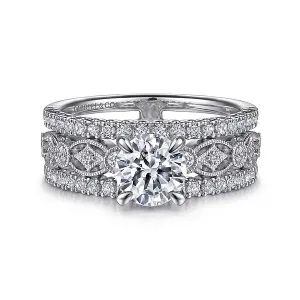Wide Geometric Style Diamond Engagement Ring Mounting