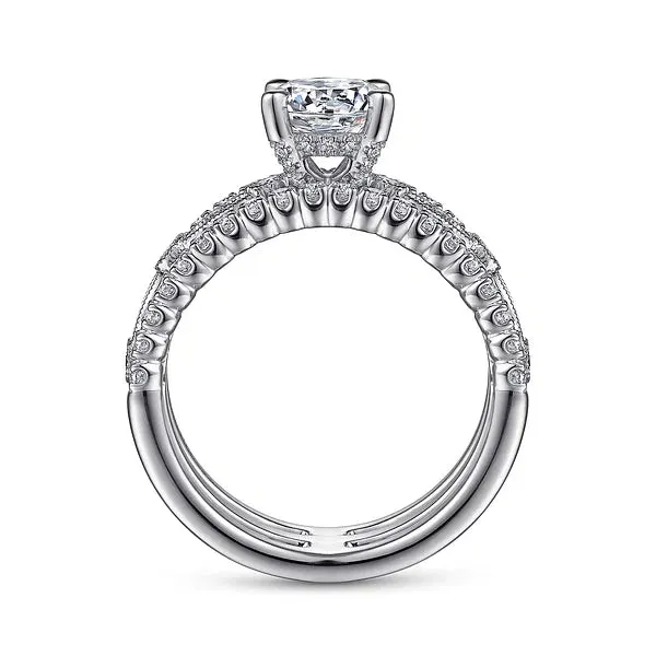 Wide Geometric Style Diamond Engagement Ring Mounting