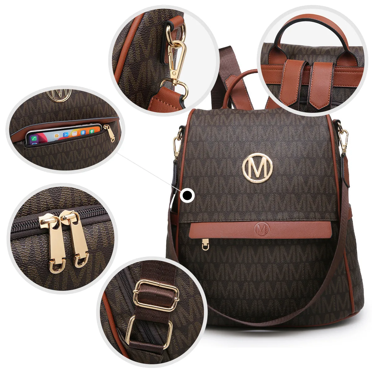Women Fashion Backpack Purse Signature Anti-Theft Rucksack Bag