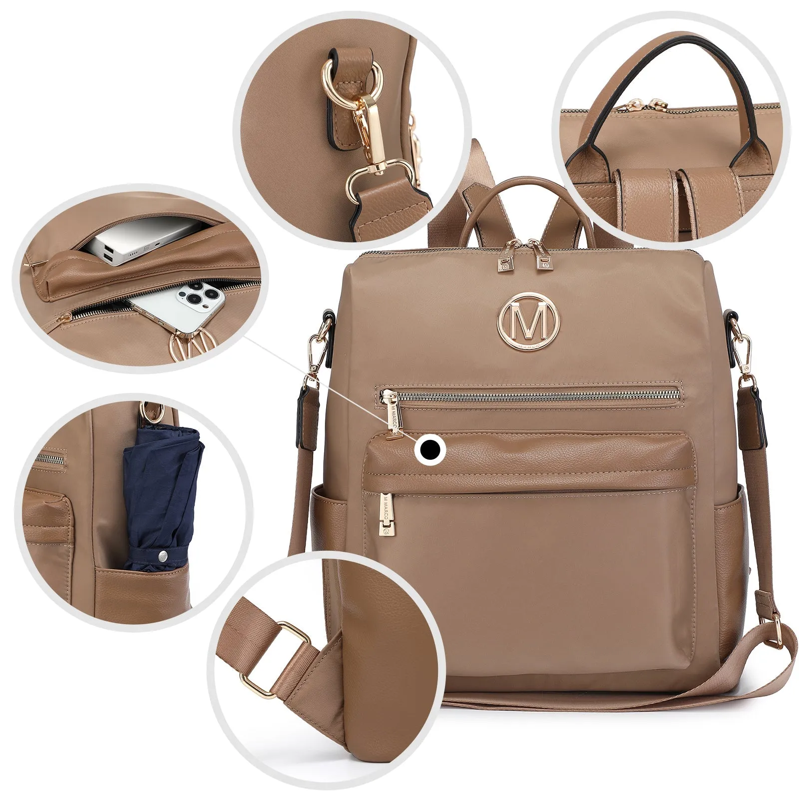 Women Nylon Backpack Purse Convertible Large Ladies Rucksack Bag