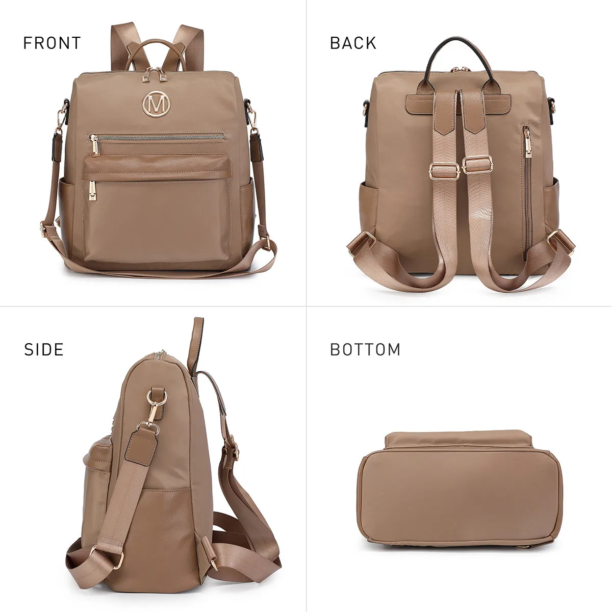 Women Nylon Backpack Purse Convertible Large Ladies Rucksack Bag