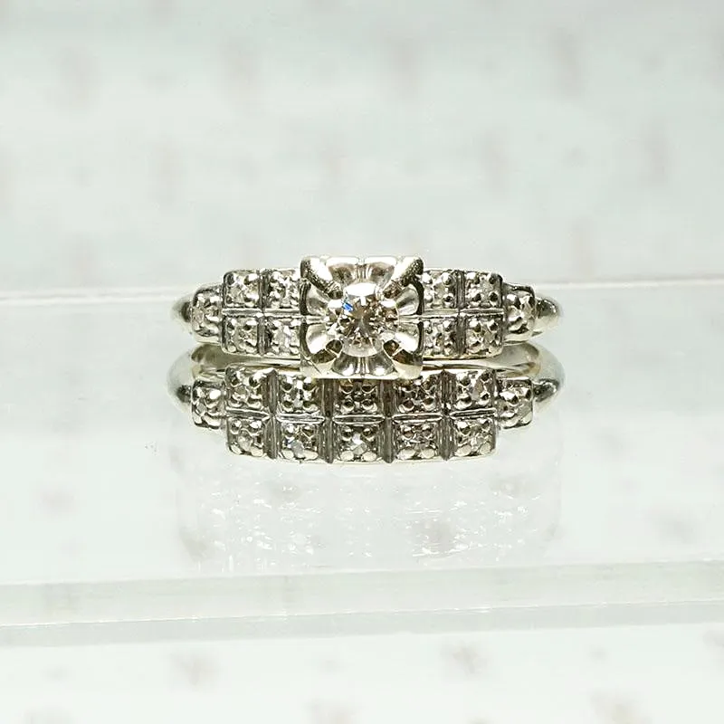 Wonderful White Gold & Diamond Wedding Set
