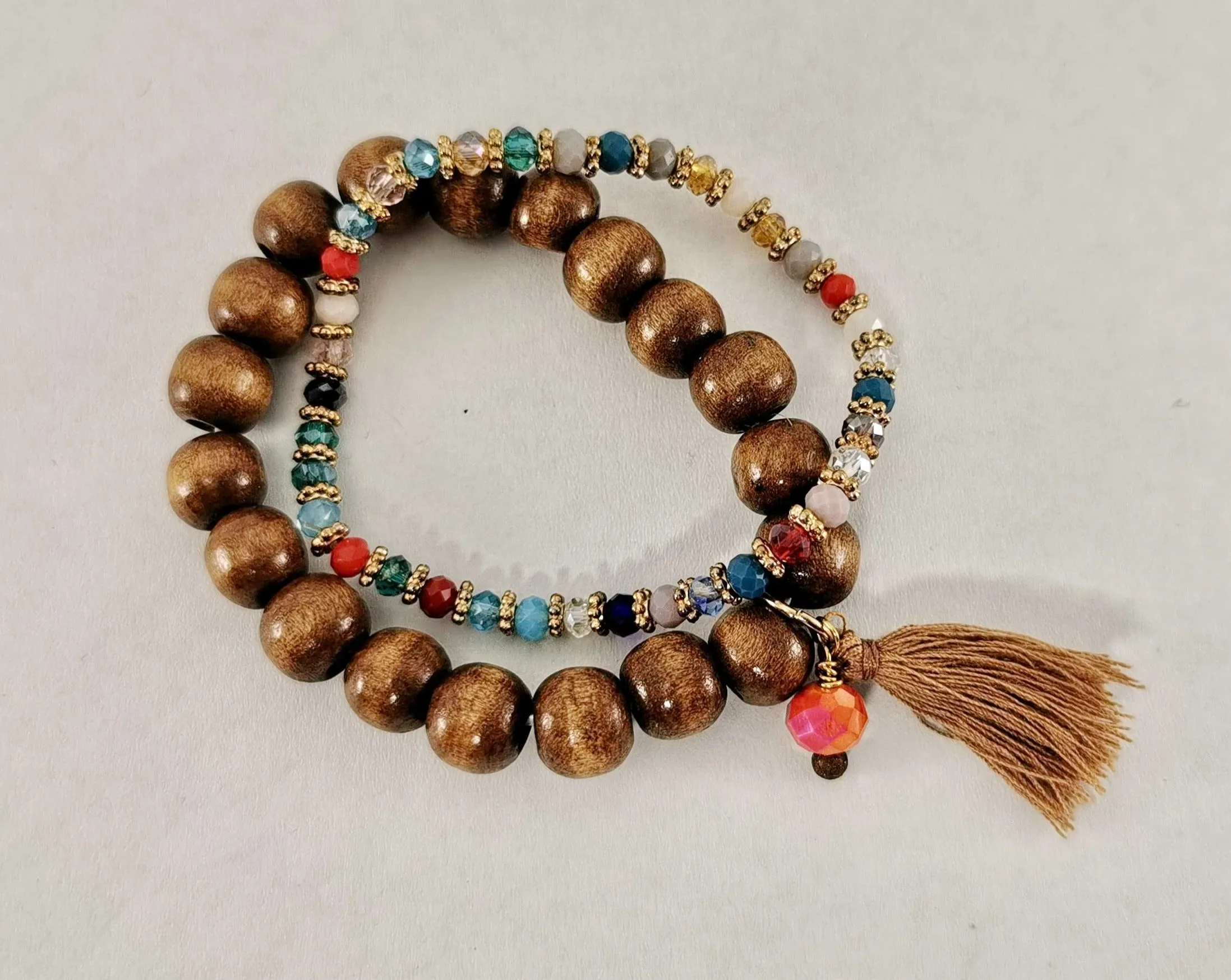 Wood and Bead Bracelets Set