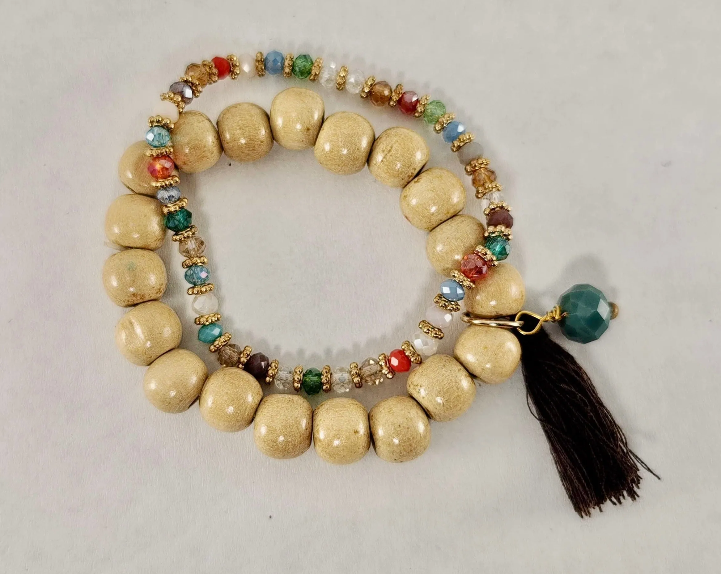 Wood and Bead Bracelets Set