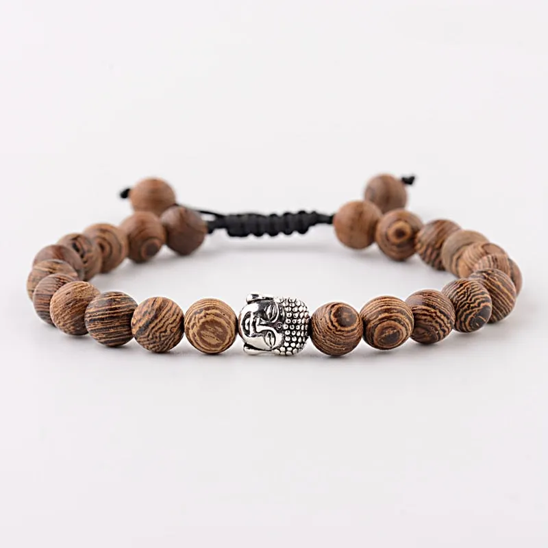 Wood Beads Cross Bracelets Onyx Meditation Prayer