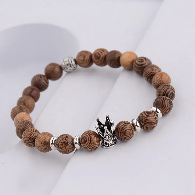 Wood Beads Cross Bracelets Onyx Meditation Prayer
