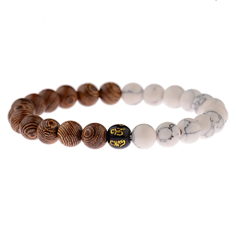 Wood Beads Cross Bracelets Onyx Meditation Prayer