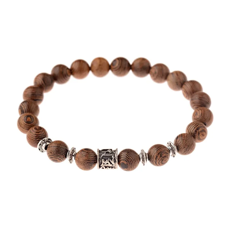 Wood Beads Cross Bracelets Onyx Meditation Prayer