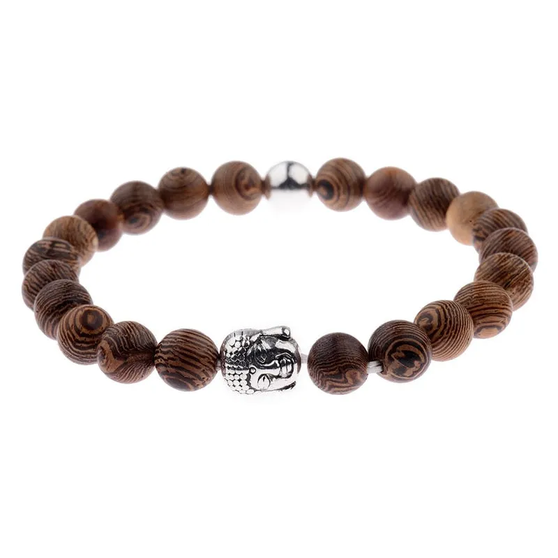Wood Beads Cross Bracelets Onyx Meditation Prayer