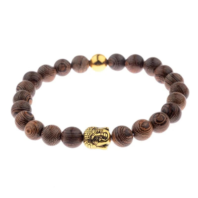 Wood Beads Cross Bracelets Onyx Meditation Prayer