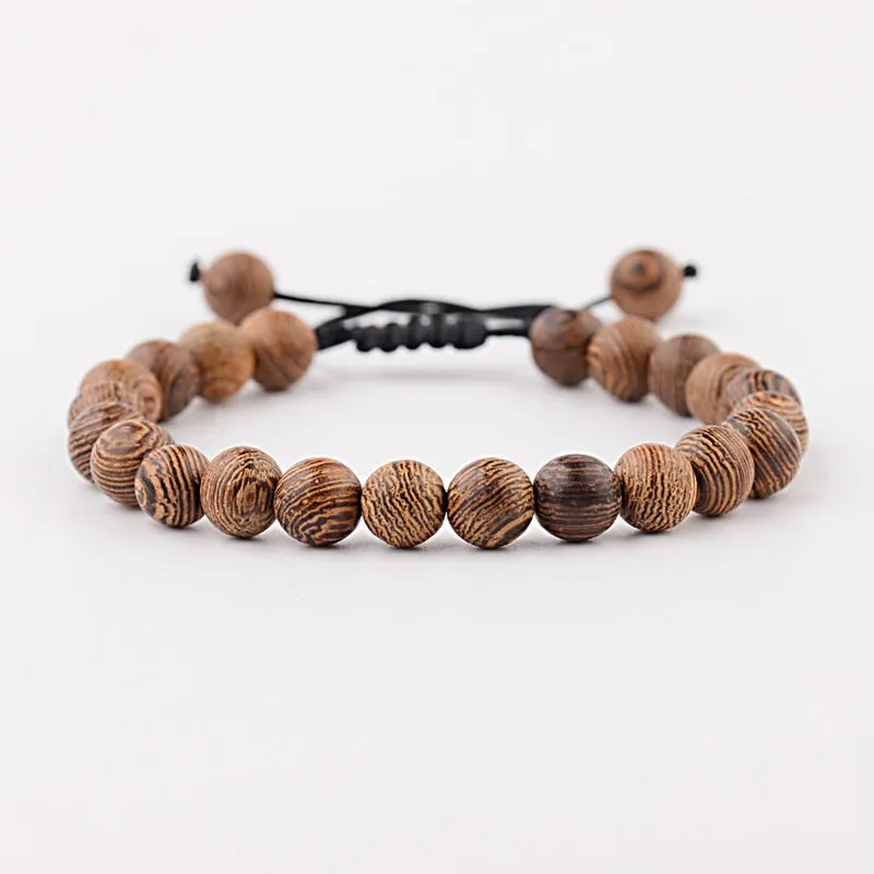 Wood Beads Cross Bracelets Onyx Meditation Prayer