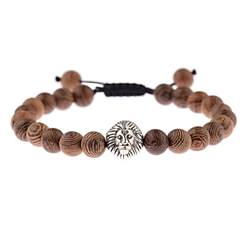 Wood Beads Cross Bracelets Onyx Meditation Prayer