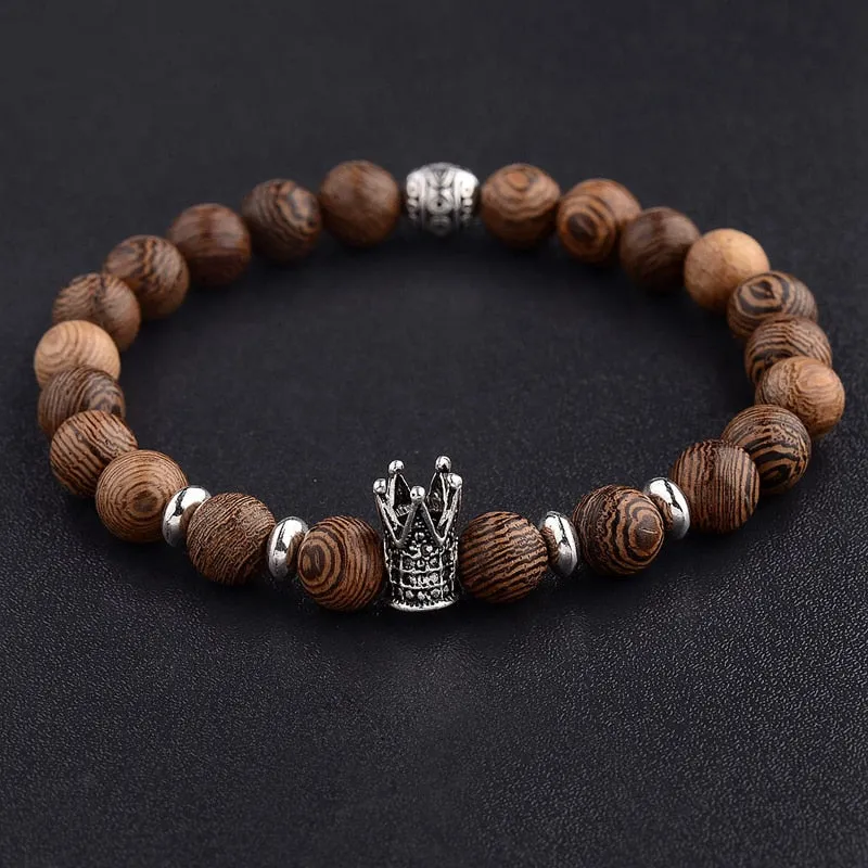 Wood Beads Cross Bracelets Onyx Meditation Prayer