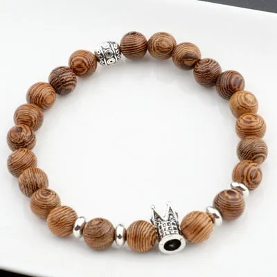 Wood Beads Cross Bracelets Onyx Meditation Prayer