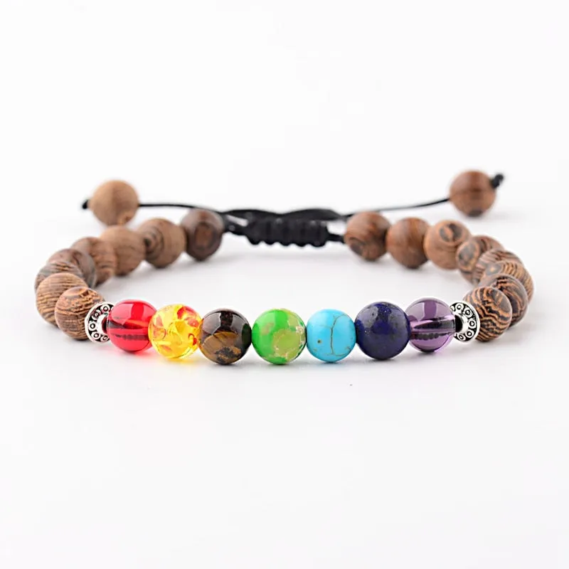 Wood Beads Cross Bracelets Onyx Meditation Prayer