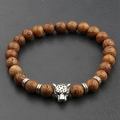 Wood Beads Cross Bracelets Onyx Meditation Prayer