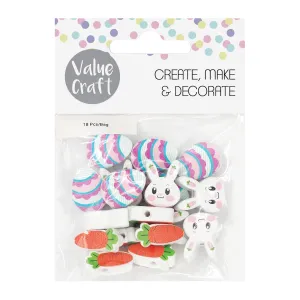 Wooden Beads Easter Pack of 18