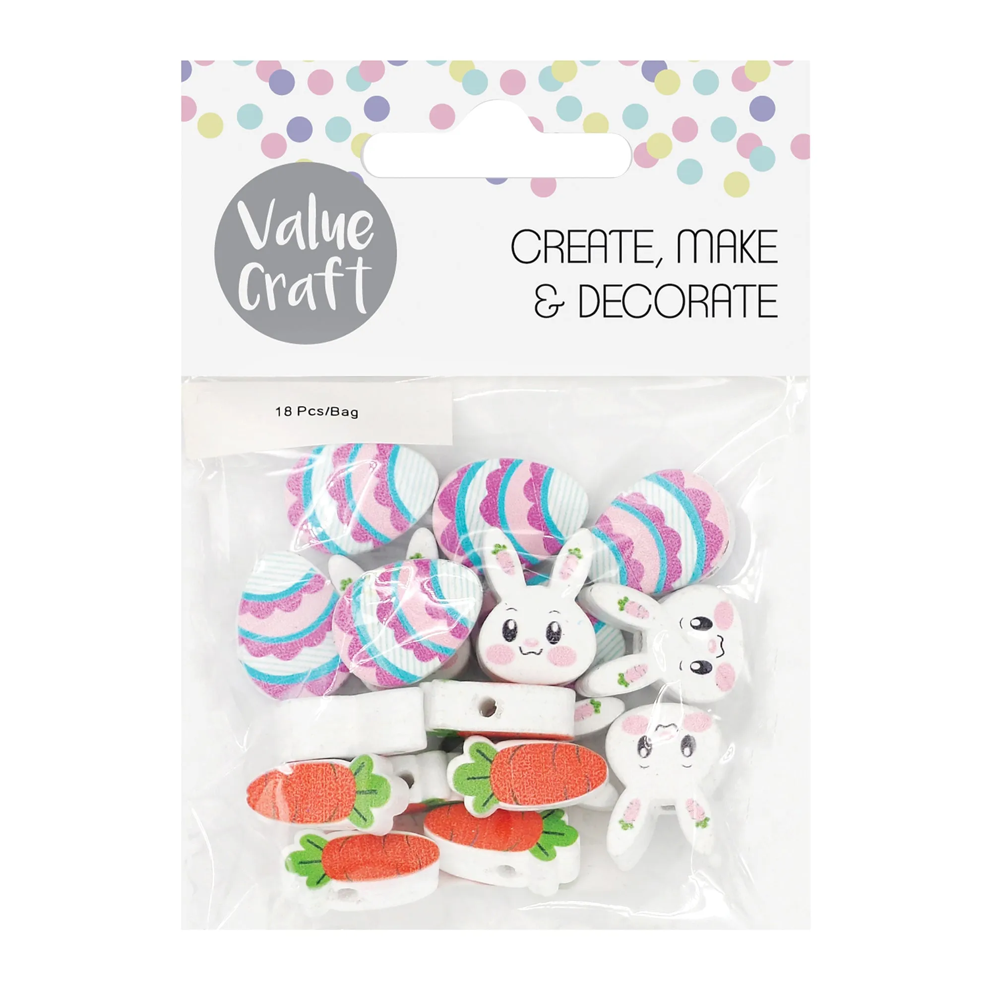Wooden Beads Easter Pack of 18