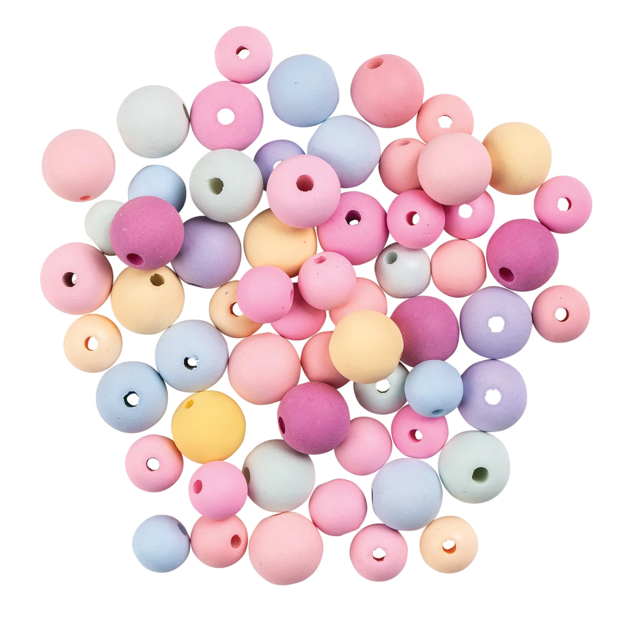 Wooden Beads Pastel Colours Pack of 60