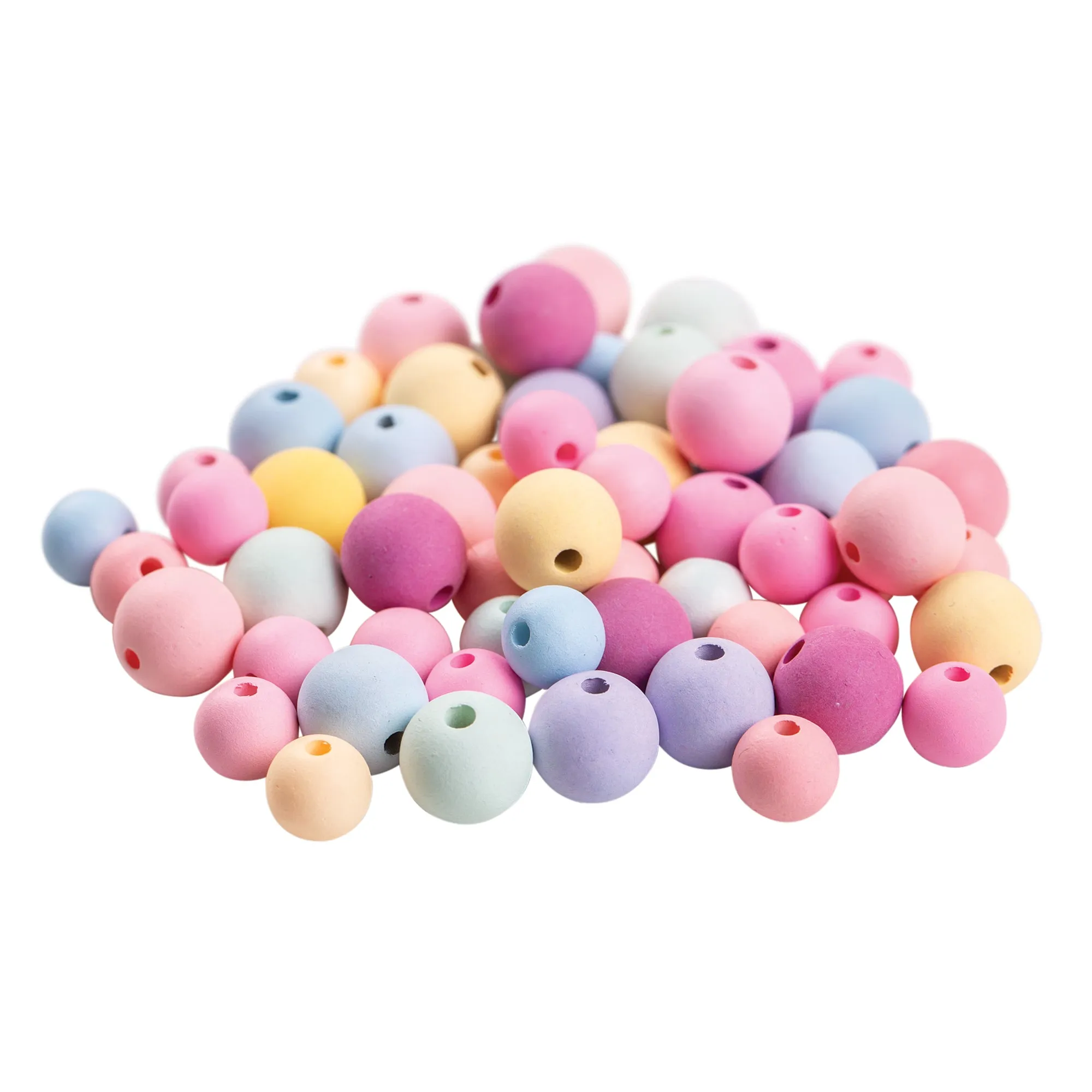 Wooden Beads Pastel Colours Pack of 60