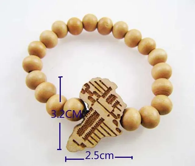 Wooden Bracelet with an African Map Pendant