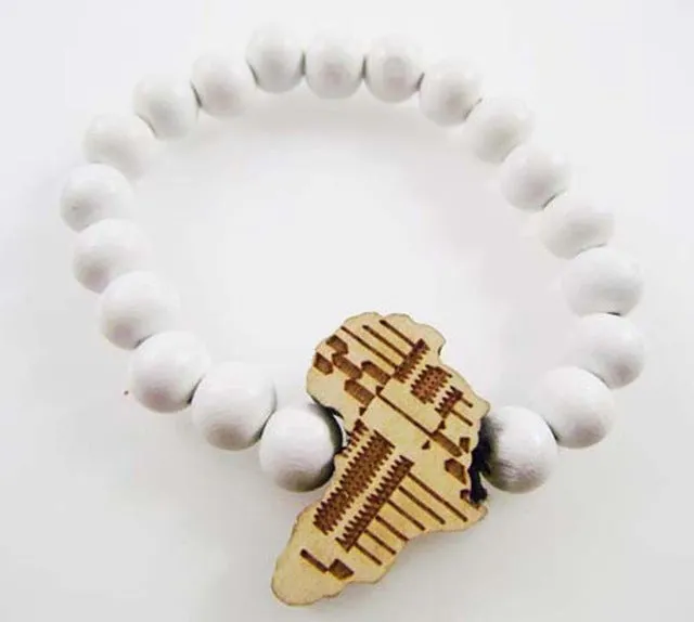 Wooden Bracelet with an African Map Pendant