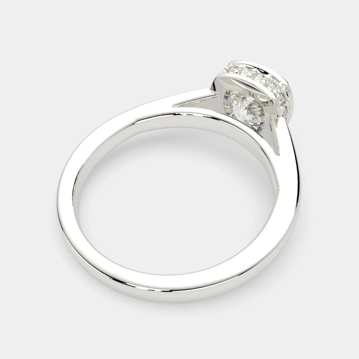 Xenia Cushion Cut Halo Pave Solitaire Engagement Ring Setting