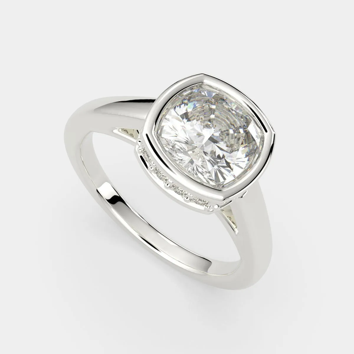 Xenia Cushion Cut Halo Pave Solitaire Engagement Ring Setting
