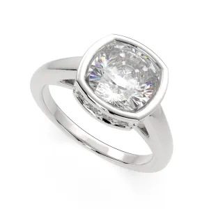 Xenia Cushion Cut Halo Pave Solitaire Engagement Ring Setting