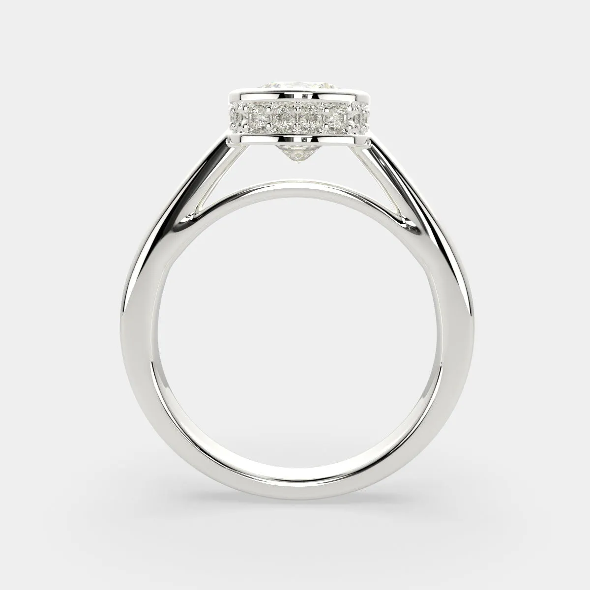 Xenia Cushion Cut Halo Pave Solitaire Engagement Ring Setting