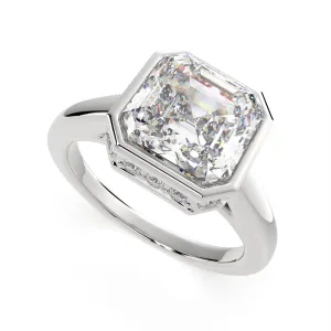 Xenia Emerald Cut Halo Pave Solitaire Engagement Ring Setting