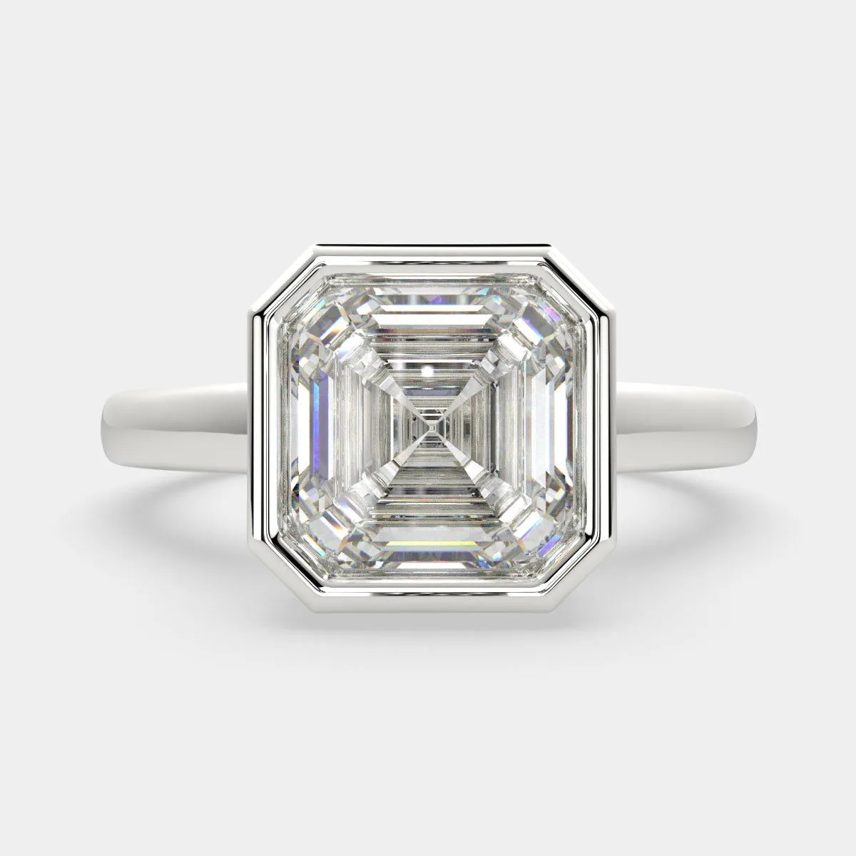 Xenia Emerald Cut Halo Pave Solitaire Engagement Ring Setting