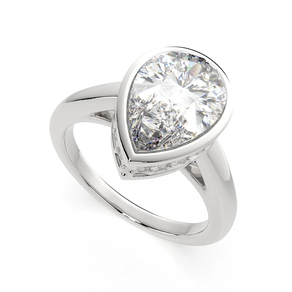 Xenia Pear Cut Halo Pave Solitaire Engagement Ring Setting
