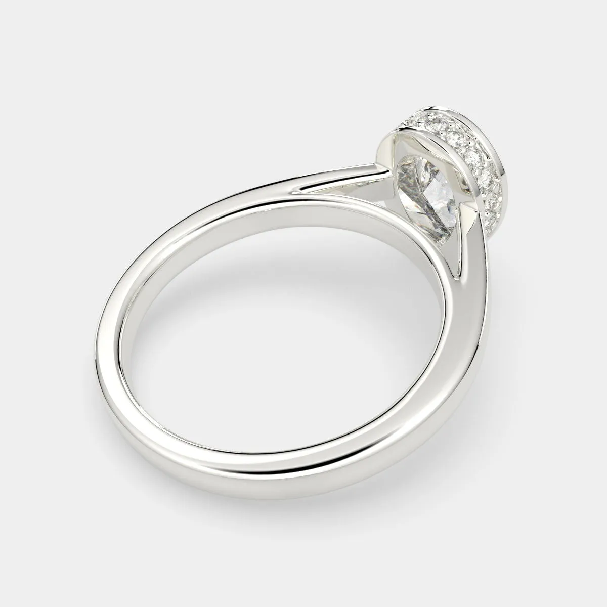 Xenia Pear Cut Halo Pave Solitaire Engagement Ring Setting