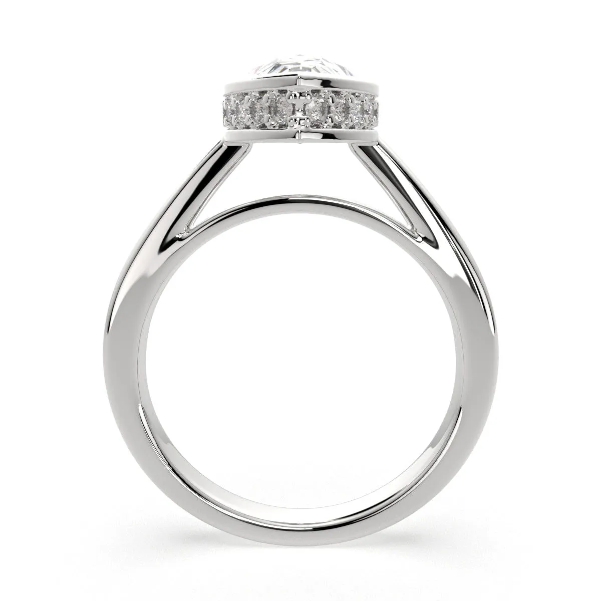 Xenia Pear Cut Halo Pave Solitaire Engagement Ring Setting