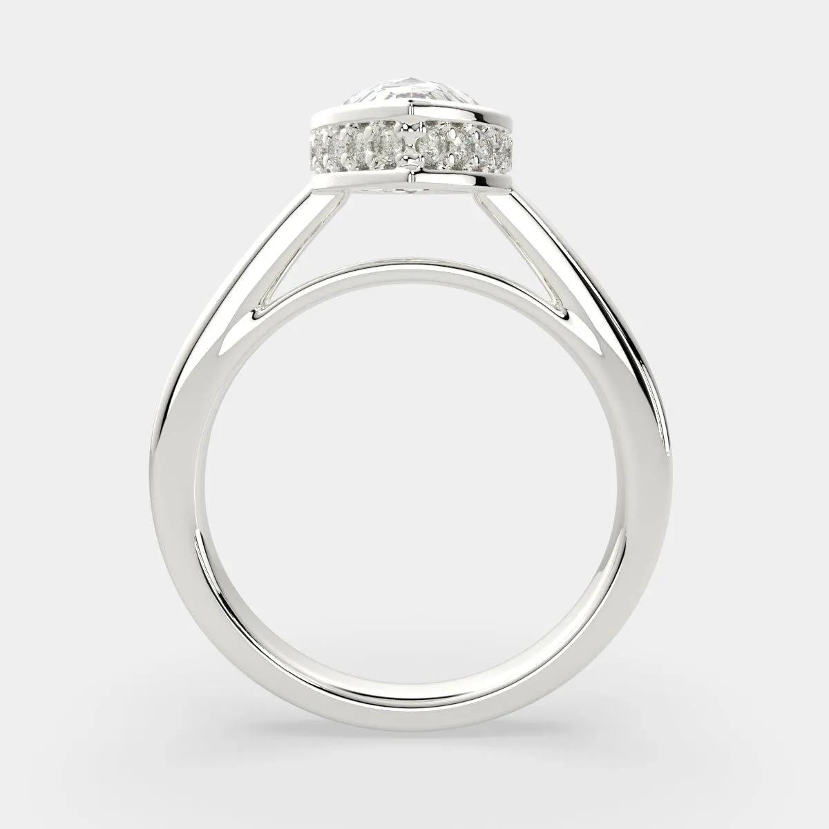 Xenia Pear Cut Halo Pave Solitaire Engagement Ring Setting