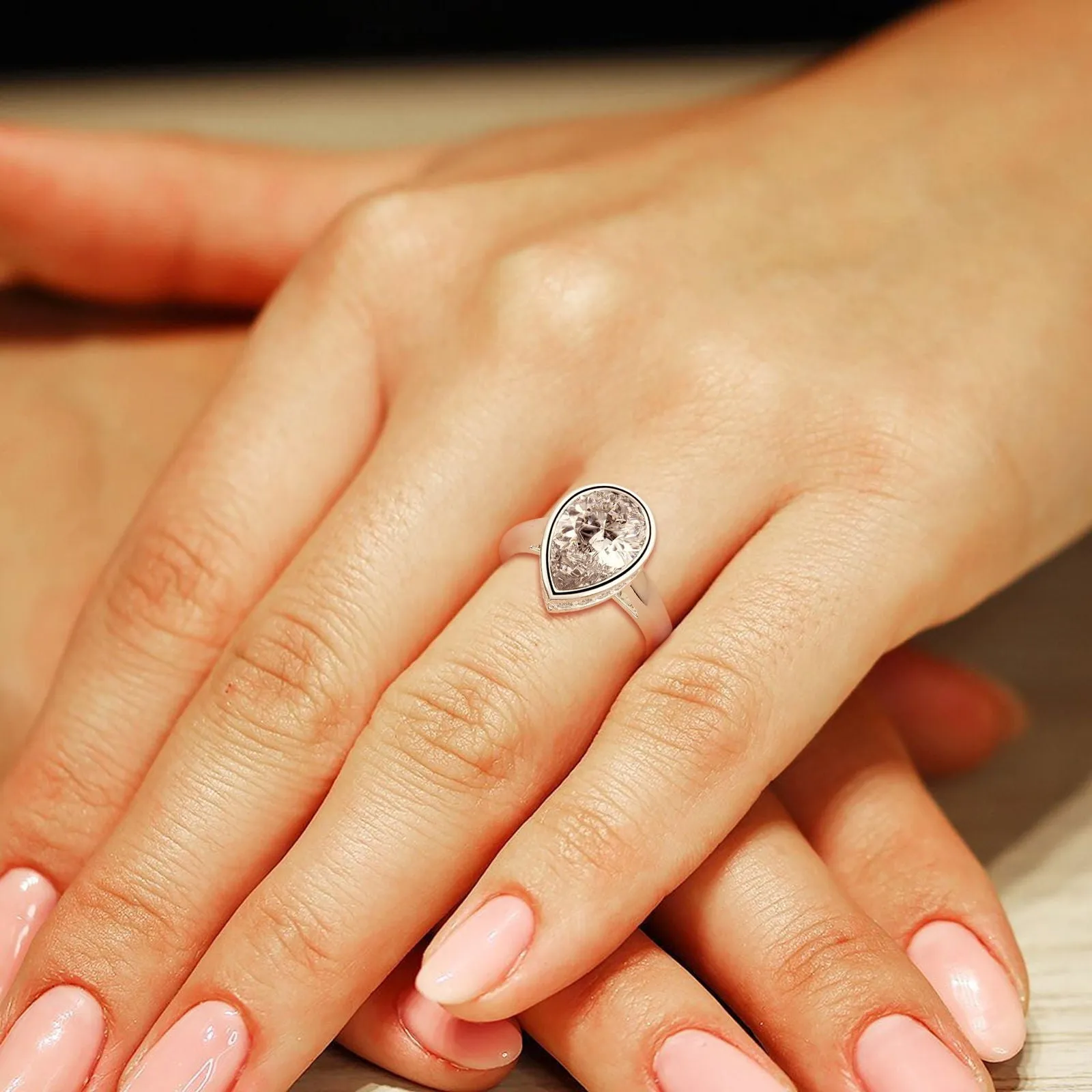 Xenia Pear Cut Halo Pave Solitaire Engagement Ring Setting