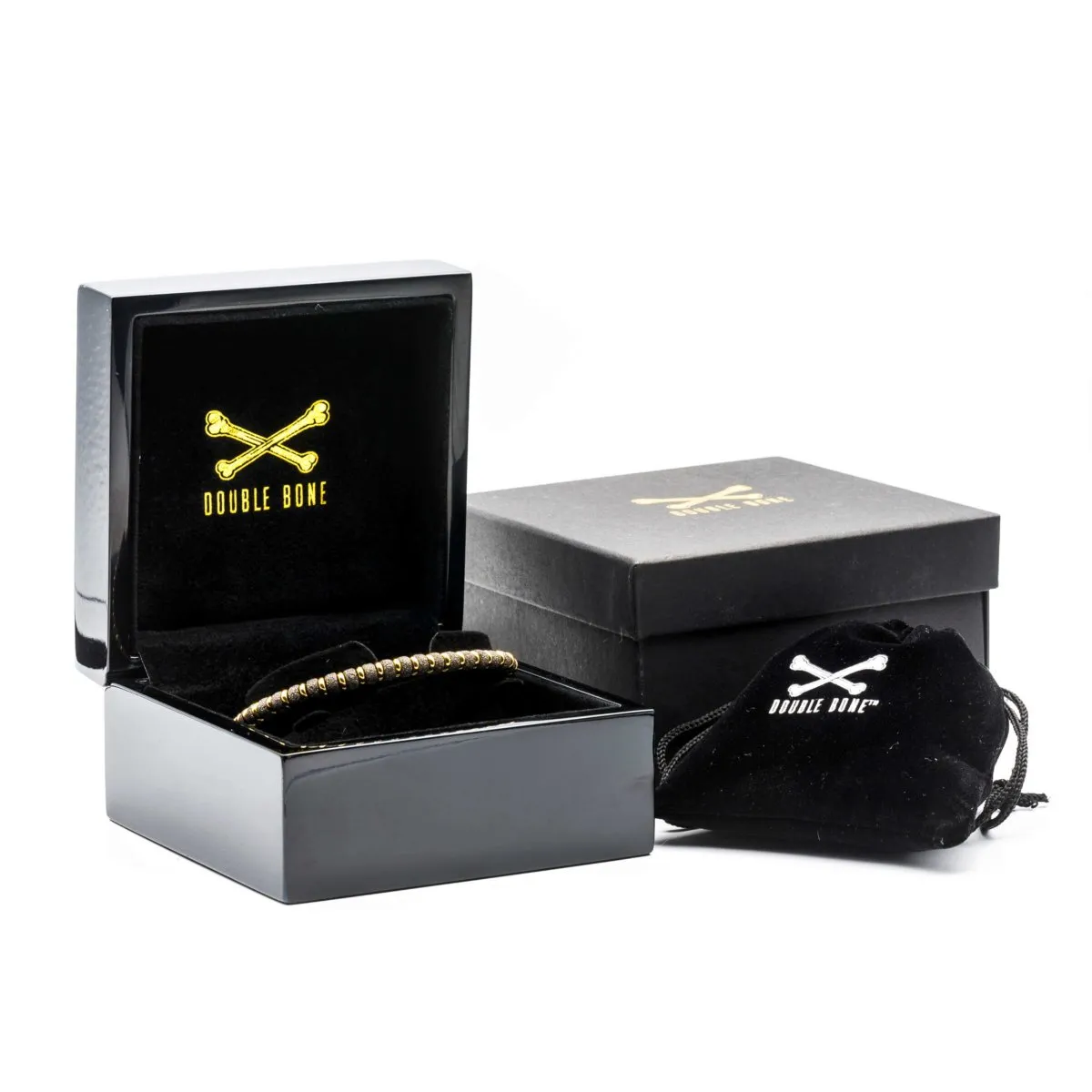 Yellow gold bracelet with black PVD beads (Unisex)